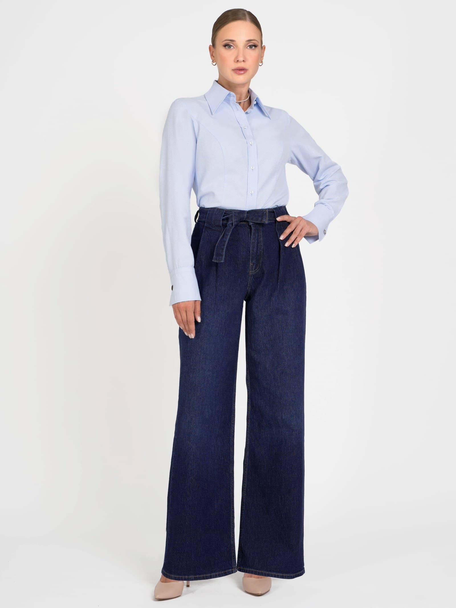 Paperbag-Waist Wide-Leg Jeans