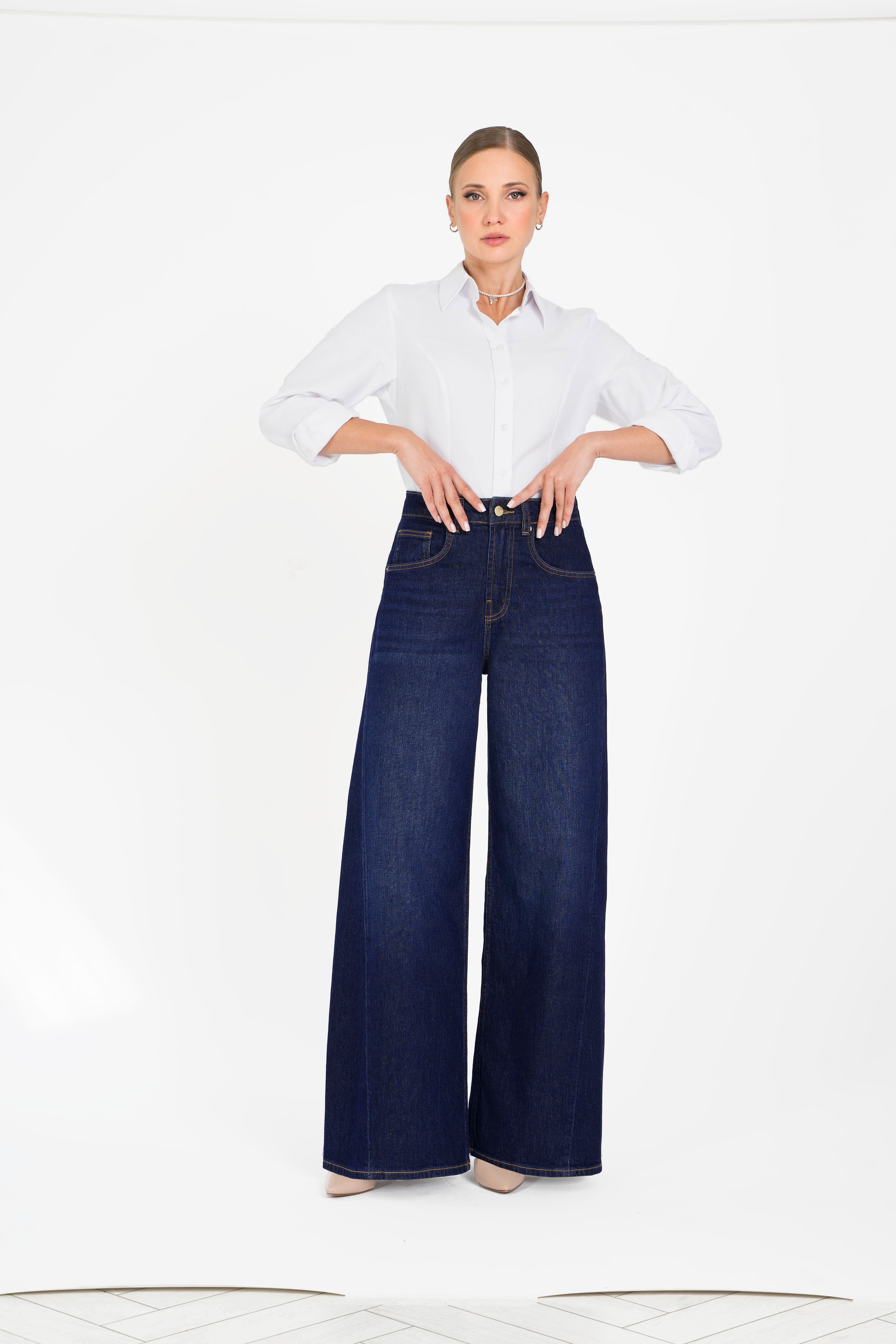 Wide-Leg Jeans — Curved Yoke